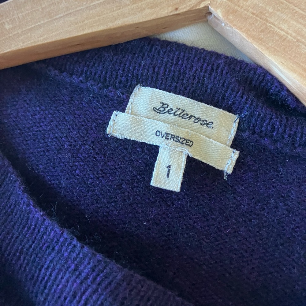 BELLEROSE Purple Boatneck Dolman Sleeve Light Weight Sweater Size 1 - Picture 8 of 10